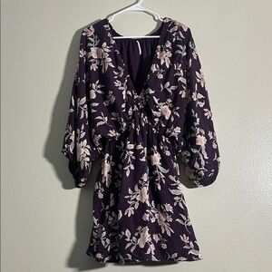 Free People Portia Floral V-Neck Dress in Purple and Pink